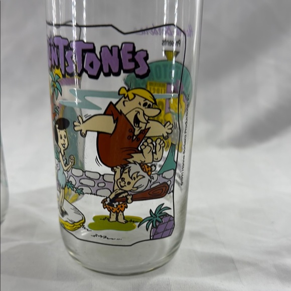 The Flintstones Cartoon Glasses Set Vintage 1991 Hardees - Picture 3 of 8